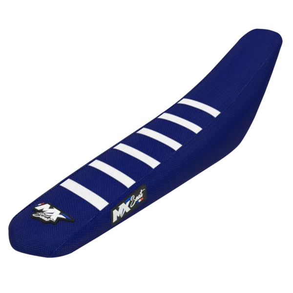 Housse de selle motocross Husqvarna - Bleue et blanche 6 ribs