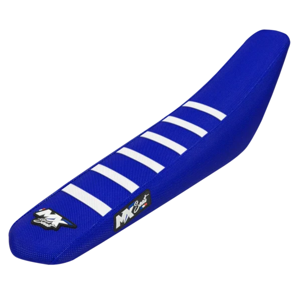 Housse de selle motocross Yamaha - Bleue et blanche 6 ribs