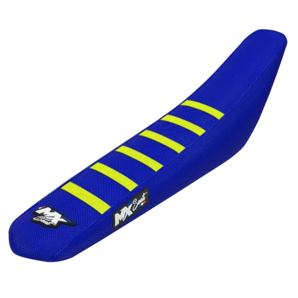 Housse de selle motocross Sherco - Bleue et fluo 6 ribs