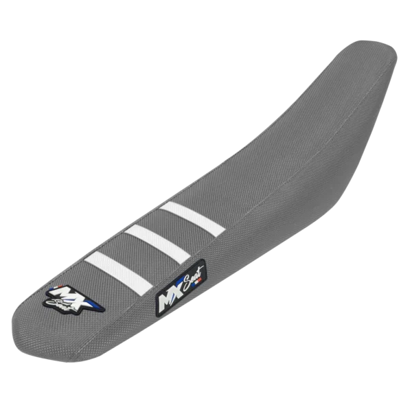 Housse de selle motocross Husqvarna - Grise et blanche 3 ribs