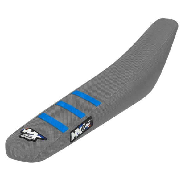Housse de selle motocross TM Racing - Grise et cyan 3 ribs