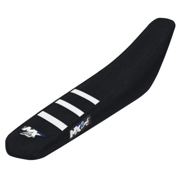 Housse de selle motocross Husqvarna - Noire et blanche 3 ribs