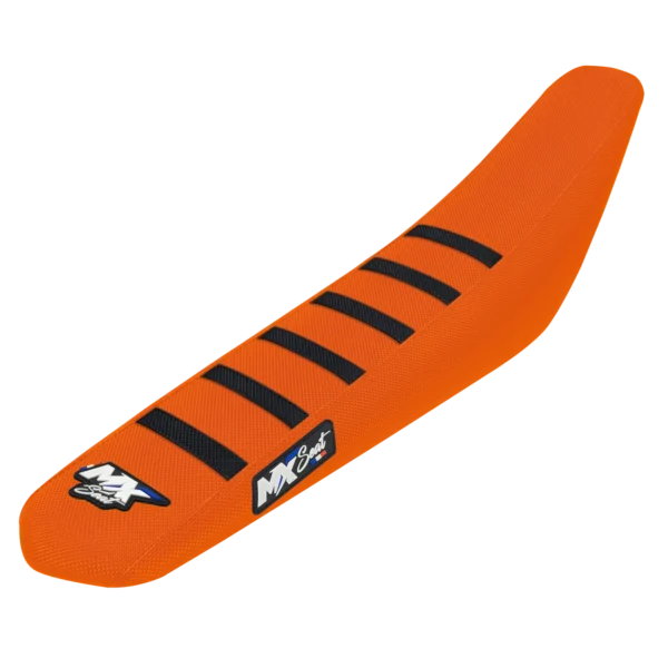 Housse de selle motocross KTM - Orange et noire 6 ribs