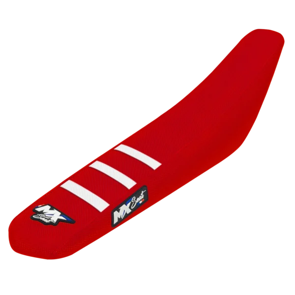 Housse de selle motocross Honda - Rouge et blanche 3 ribs
