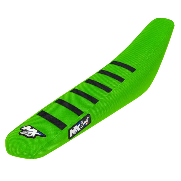 Housse de selle motocross Kawasaki - Verte et noire 6 ribs